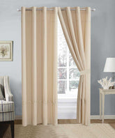 2 Pieces Elegant Embroidered Curtains - Ivory